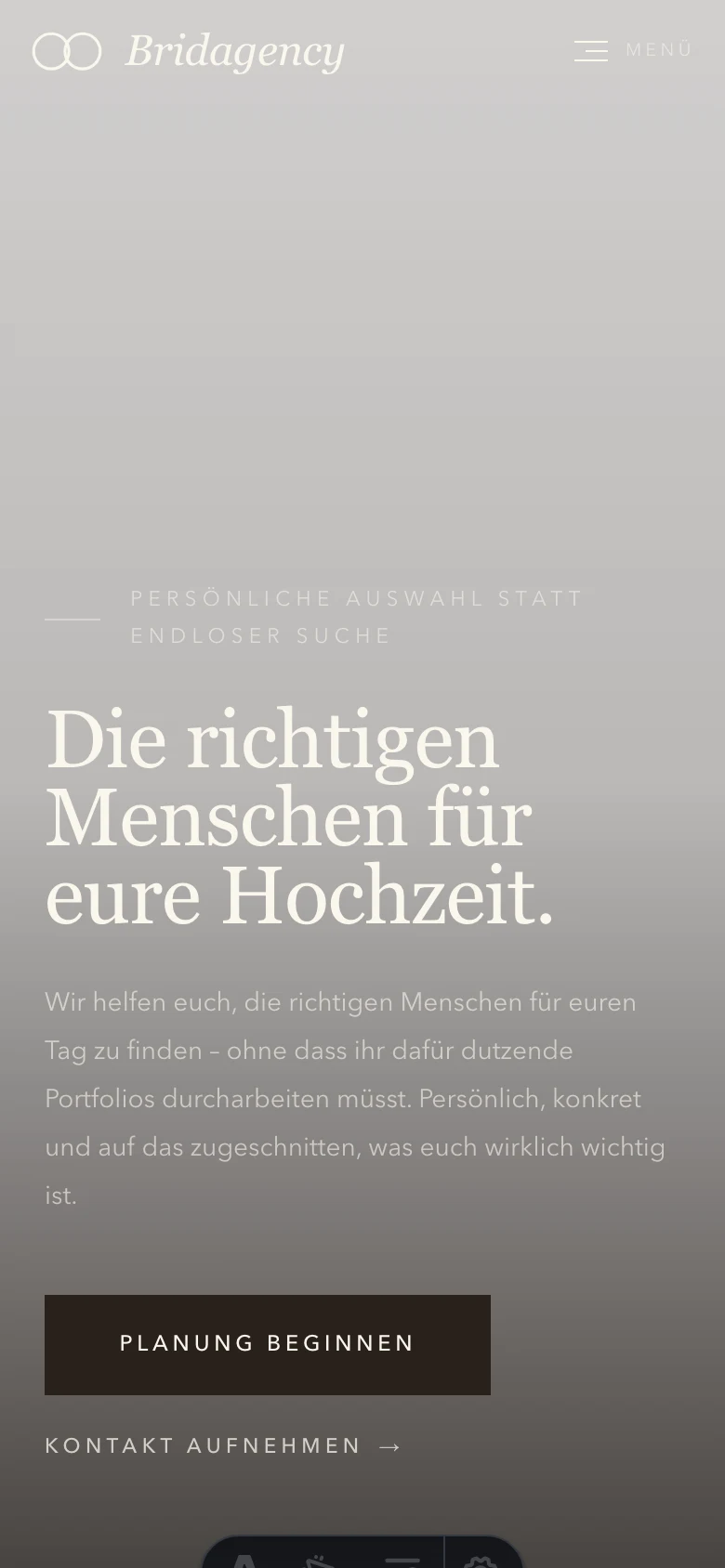 Bridagency homepage on mobile