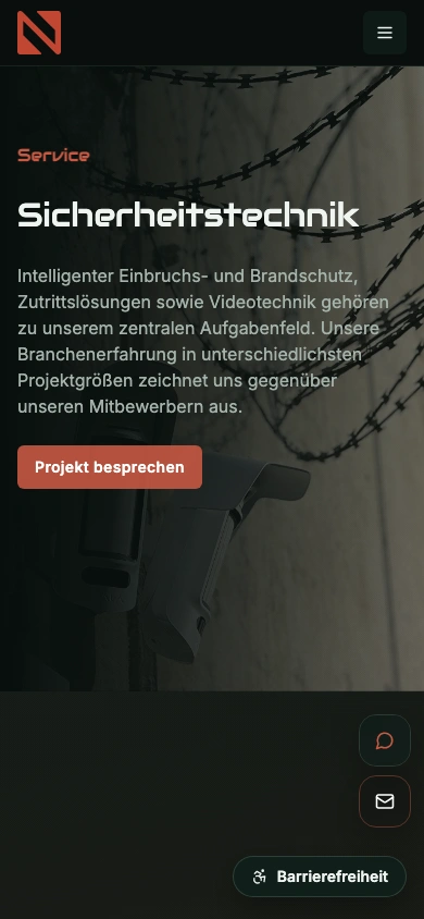 NISTA security service page on mobile