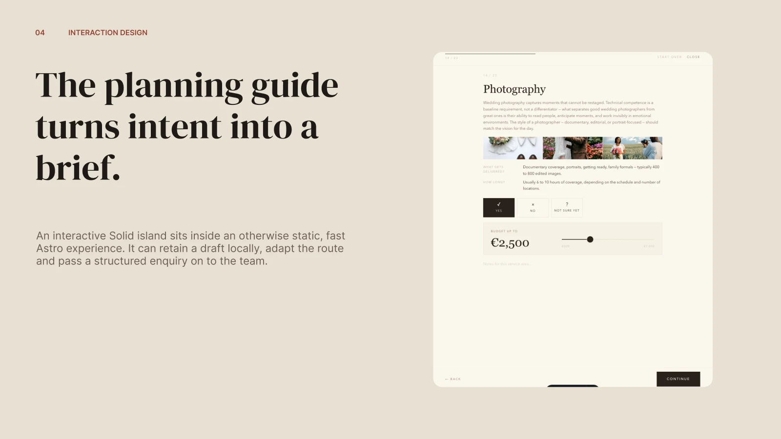 Bridagency-Case-Study-Slide mit der Fotografie-Frage und Budget-Steuerung